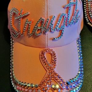 New Pink Rhinestone STRENGTH adjustable Baseball Cap